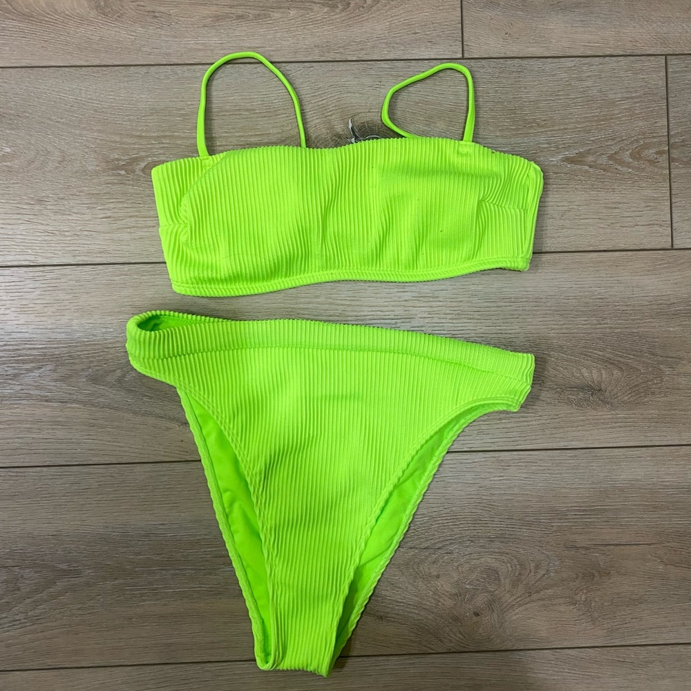 Neon Green Ribbed Bikini Set